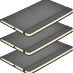 NA A5 Notebooks, 3 PCS Journal Notebook, Lined Notebook, Hardcover Diary Notepad for Office, 160 Pages Note Book with Elastic Strap, Notes Diary Pad for Business Writing, Note Recording - Balck