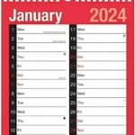 FIRST CHOICE KAYA 2024 Wallplanner R&B - A4 2 Column Month to View Slim Wallplanner Spiral Bound Calendar for Home Business Office School